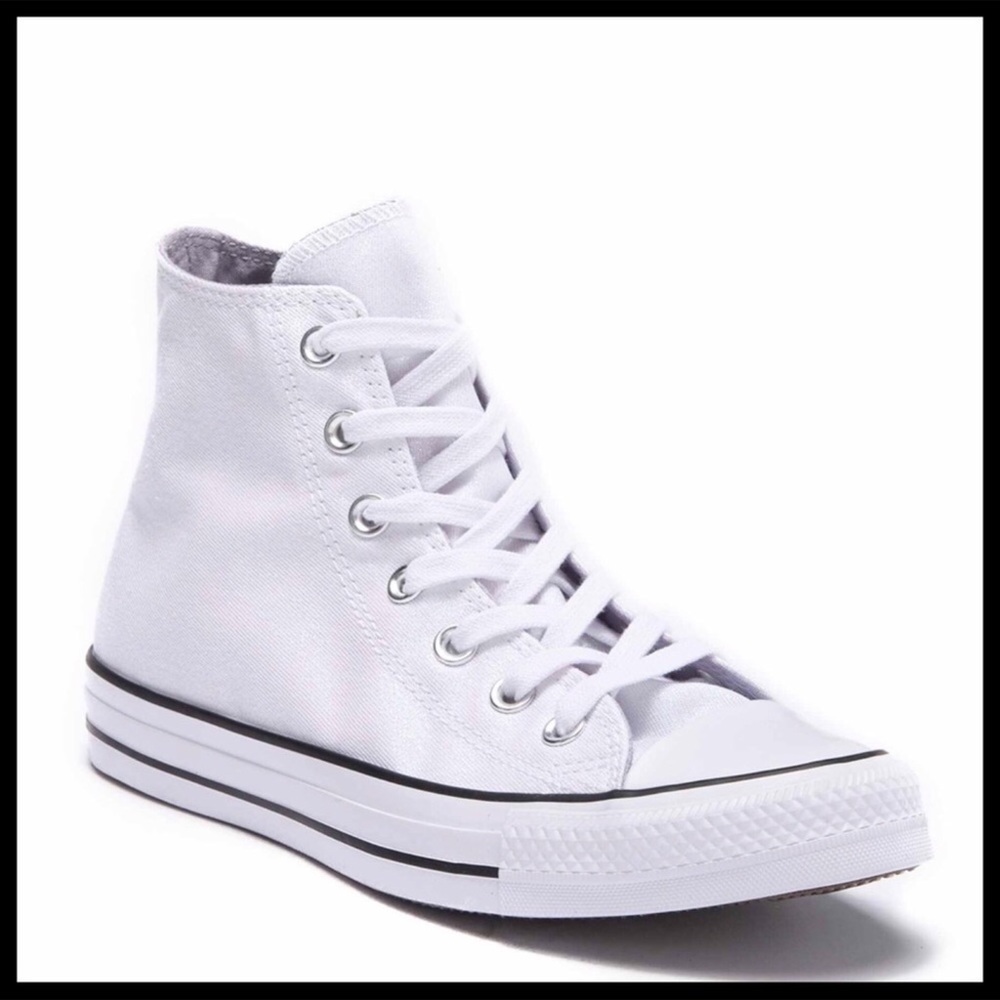 CONVERSE WHITE SHIMMER CHUCK TAYLOR HIGH TOPS A2C - Picture 8 of 8